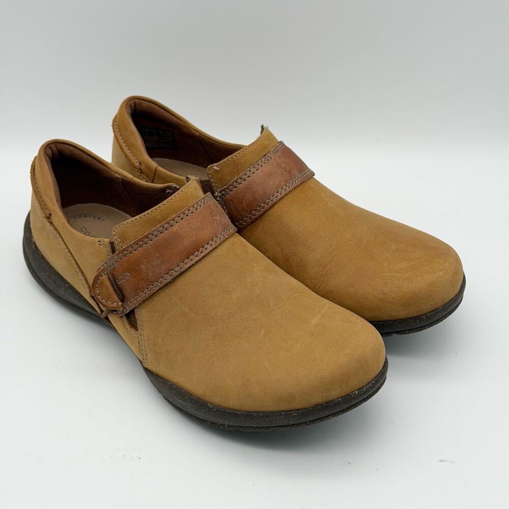 Clarks Roseville Dot Tan Leather Slip On Loafers Ultimate Comfort Women’s 8